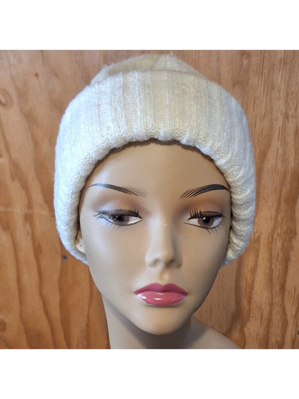 by Anthropologie Beanie Women OS Ivory Minimalist Neutral Winter Cozycore